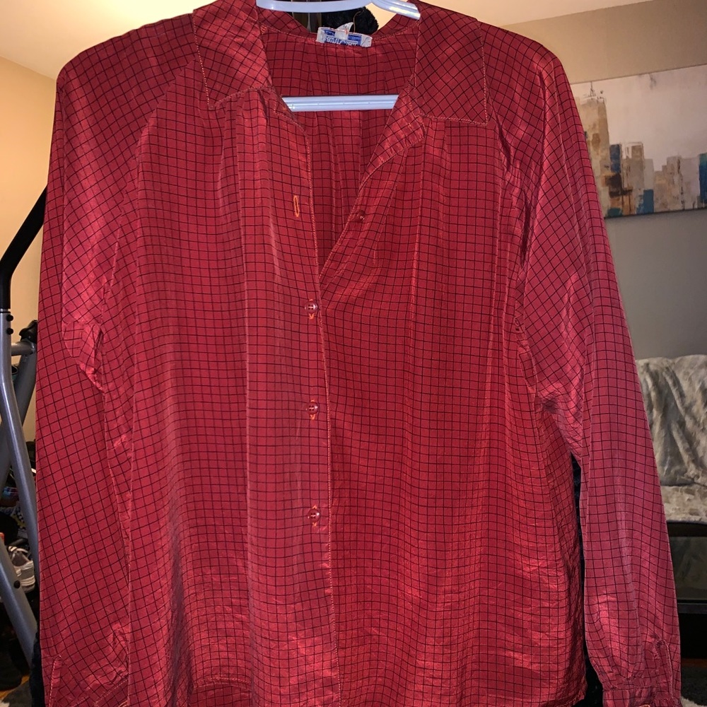 Red button down